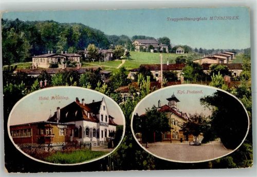 Münsingen 1916 Kaserne Truppenübungsplatz Hotel Breitling Postamt
