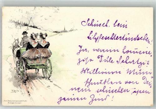1898 Verlag seeger Schwarzwaldkarte Trachten versteckte Erotik Bauernkutsche Adelskorrespondenz