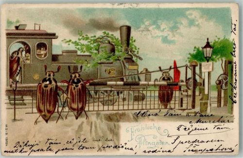 1903 vermenschlicht Eisenbahn Schranke Pfingsten