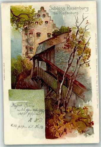 Riedenburg 1902 sign. Treiber H. Schloss Rosenburg