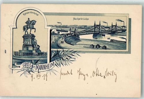 Mannheim 1899 Kaiserdenkmal Neckarbrücke
