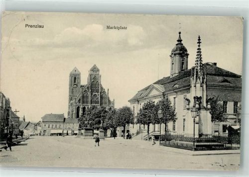 Prenzlau 1910 Marktplatz Kirche