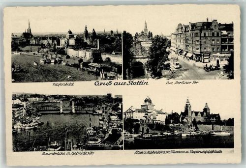 Stettin Hafen Am Berliner Tor Baumbrücke Museum Regierungsgebäude