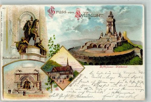 Kyffhäuserdenkmal 1897 Reiterstandbild Gasthaus Barbarossa Denkmal