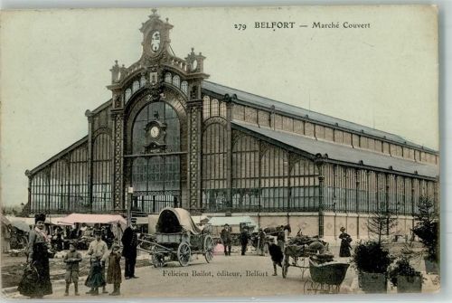 Belfort 1906 Marktszene Markthalle