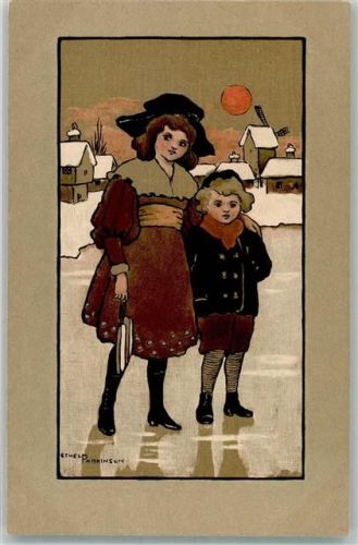 1900 - 1906 Kinder auf dem Eis Verlag M.Munk Vienne Nr. 195