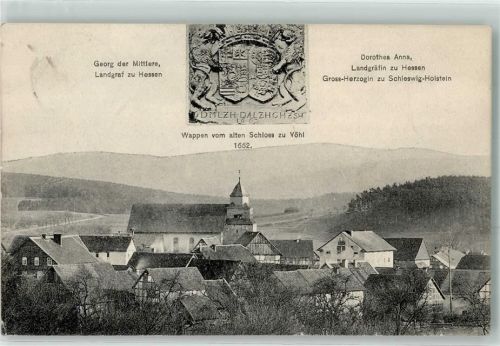 Vöhl 1909 Wappen vom alten Schloss 1662 Georg der Mittlere Dorothea Anna Hessen
