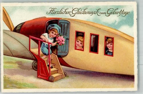 1931 Geburtstag Kinder im Flugzeug
