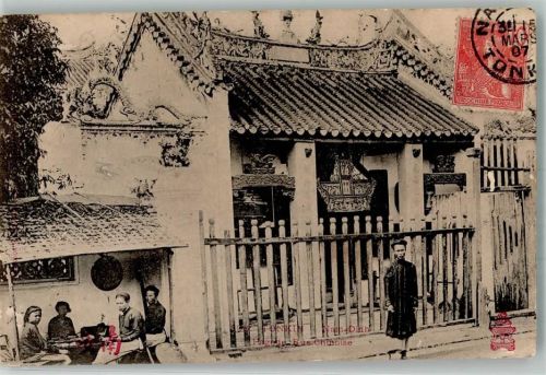 Hanoi 1907 Cafe Tracht Rue Chinoise Ort lt. Stempel