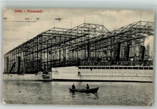 Stettin 1915 Vulcanwerft Dampfschiff Feldpost WK I