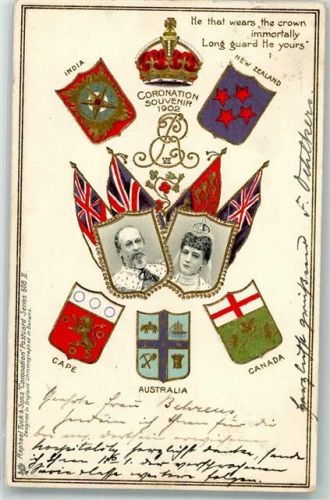 1902 Coronation Postcard Serie 608 II Wappen Fahnen Adel
