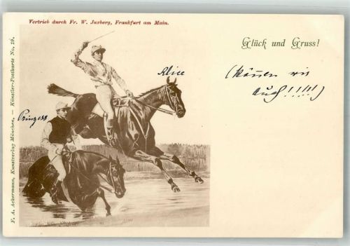 1898 Wassergraben überspringen Glück und Gruss Verlag Ackermann Nr. 19 + Adelskorrespondenz