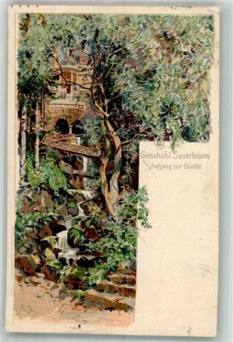 Kyselka Gießhübel-Sauerbrunn Lithographie Sauerbrunn Aufgang zur Quelle