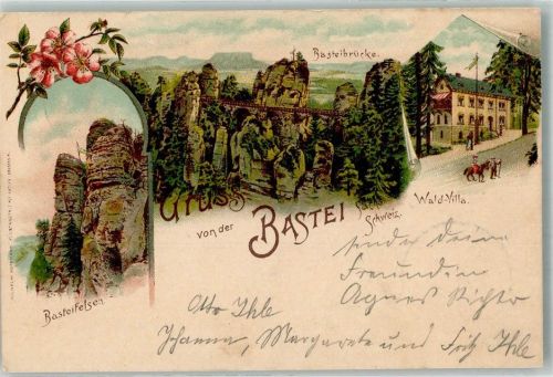Bastei 1900 Basteifelsen u. Brücke Wald Villa