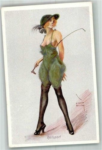 sign. Ernst Busch Reitsport Frivole Reitkleidung Gerte