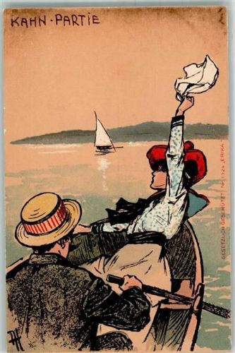 1899 Kahn Partie Liebespaar im Ruderboot Verlag Erika Serie 1324