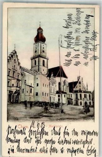 Cham 1903 Marktplatz Kirche Adelskorrespondenz