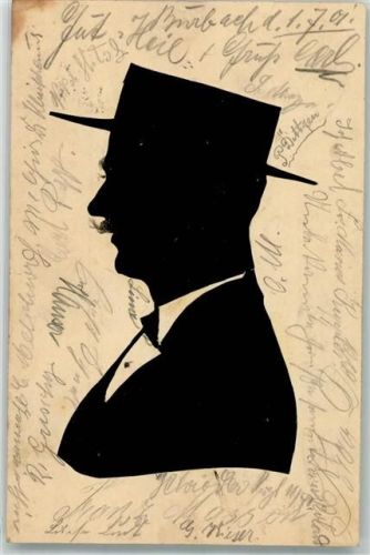 1901 Bildnis eines Mannes mit hut Original Scherenschnitt