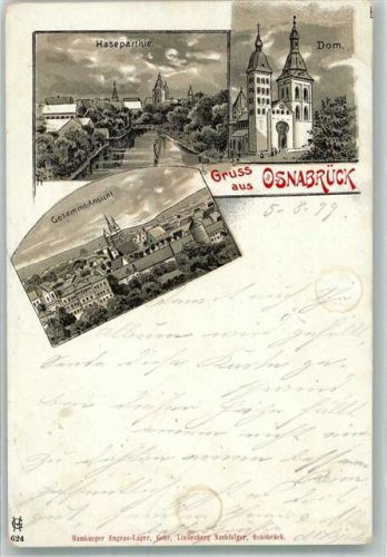 Osnabrück 1899 Lithographie Dom Hase