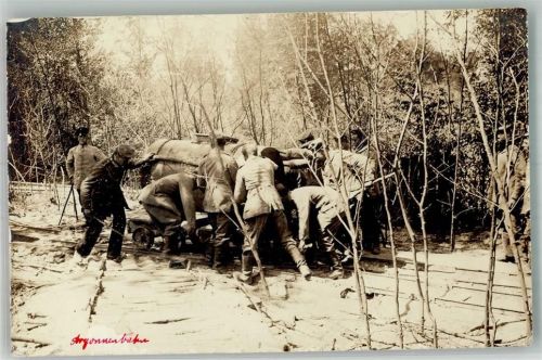 Feldbahn Argonnenbahn WK I Soldaten Transport Eisenbahn Militär Privatfoto AK