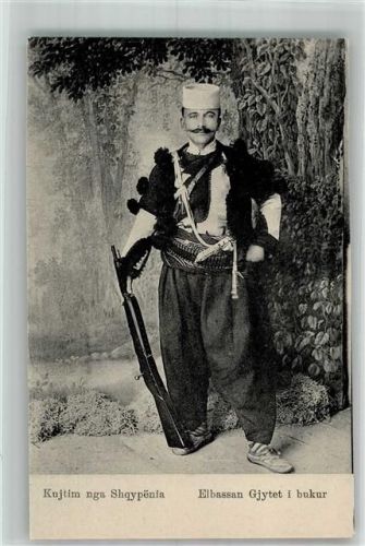 Militär Soldat Elbassan Gjyet i bukur Gewehr Volkstracht Uniform
