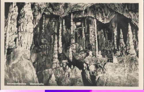 um 1950 Rübeland, Baumannshöhle, Säulenhalle,Papier-Giese