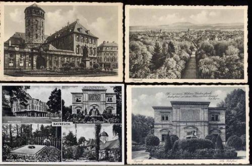 Bayreuth, 4 tolle AK u.a. Haus Wahnfried, Festspielhaus, altes Schloß