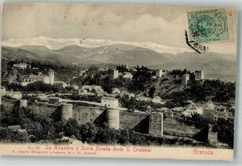 Granada 1911 La Alhambra Sierra Nevada Marke Bildseitig