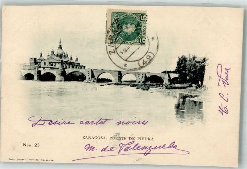 Saragossa 1902 Kirche Puente de Piedra Marke Bildseitig