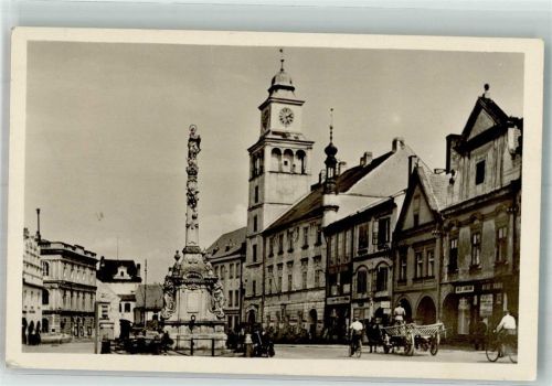 Trebon 1955 Denkmal Säule Marktplatz