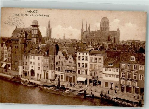 Danzig 1925 Lange Brücke Marien- Kirche