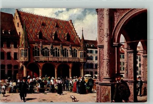 Freiburg Münsterplatz mit Kaufhaus Verlag Edm. v. König Nr. 3.