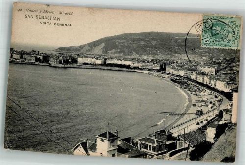 San Sebastian 1901 Schwimmbad Strand Hauser y Menet Marke bildseitig