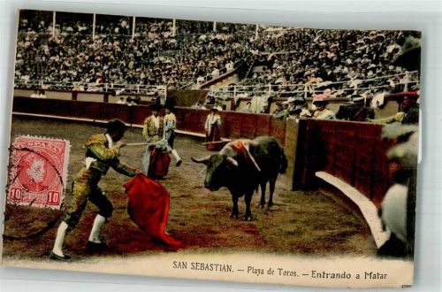 San Sebastian 1909 Stierkampf Plaz de Toros Marke Bildseitig