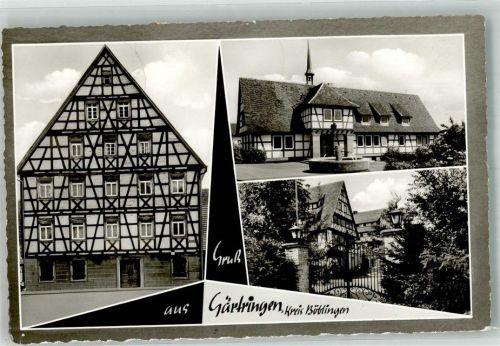 71116 W7034 Gärtringen Foto AK Fachwerkhaus Brunnen Tor
