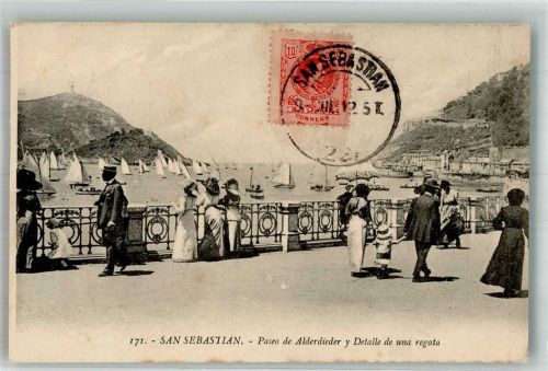 San Sebastian 1912 Regatta Paseo de Alderdieder Marke bildseitig