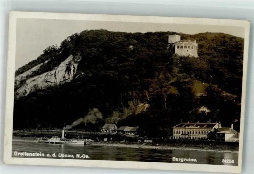 Greifenstein 1932 Burg Ruine Dampfschiff