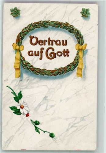1919 Spruch Vertrau auf Gott im Lorbeerkranz