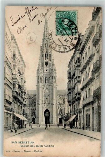 San Sebastian 1904 Kirche del Buen Pastor Marke bildseitig Hauser y Menet