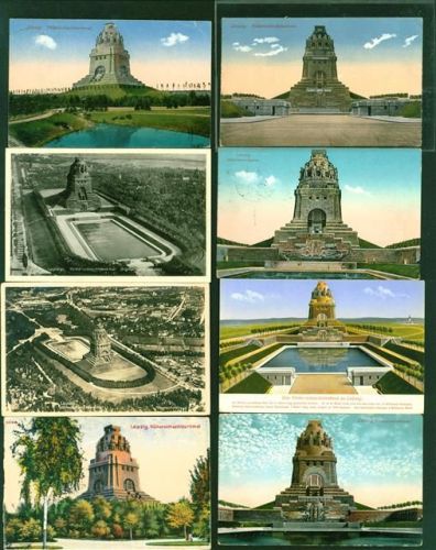 Völkerschlachtsdenkmal Lot mit 21 AK, ca, 1913-1941: teils leichte Gebrauchsspuren, teils gelaufen