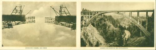 Echelsbach Ammer-Hochbrücke, während und nach dem Bau