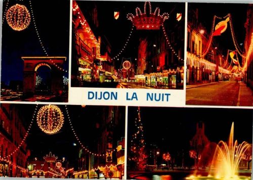 Dijon Nachtaufnahmen bunte Straßenbeleuchtung