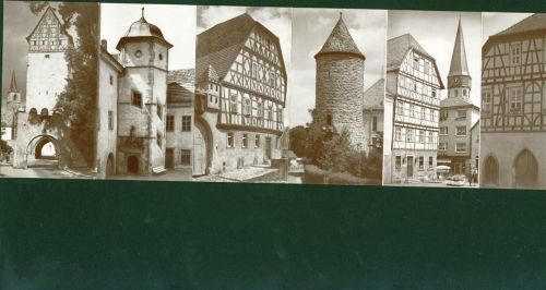 Münnerstadt Historische Sehenswürdigkeiten Leporello mit 18 Ansichten 14x7,6 cm; gute Erhaltung