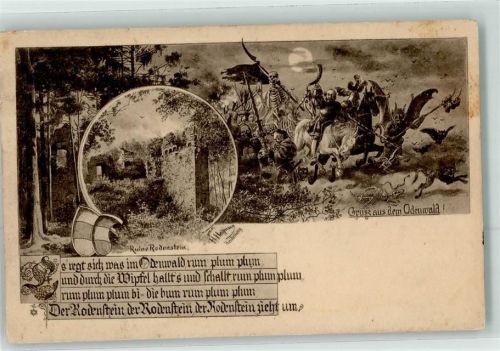 Fränkisch-Crumbach Ruine Rodenstein Eule Skelett Tod Teufel