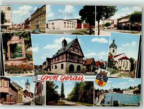 64521 W6080 Groß-Gerau - Darmstädter-Straße Bahnhof Marktplatz Alter Brunnen Rathaus ev. Kirche Kirchstraße Fasanerie Schwimmbad