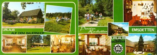 Emsdetten Pension "Harkotten", 2-fach Klappkarte, mit Kurzinfos