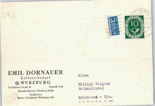 Würzburg Rechnung Kellereibedarf Emil Dornauer