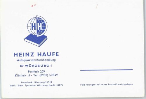 Würzburg Buchhandlung, Antiquariat Heinz Haufe