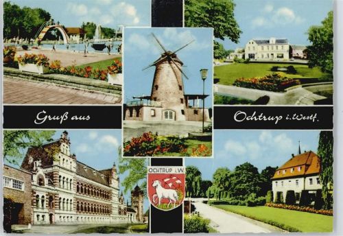 Ochtrup Schwimmbad Mühle Wiese Blumen Wappen