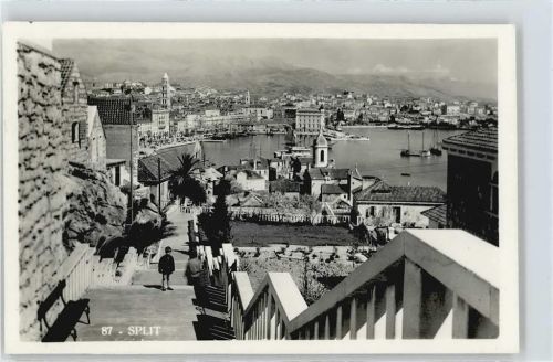 Split Meer Schiff Treppe Haus Baum Fußgänger